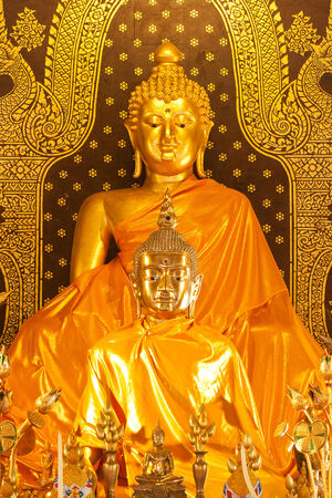 Buddha image in sanctuary at Jedyod temple, Chiangmai, Thailandの写真素材