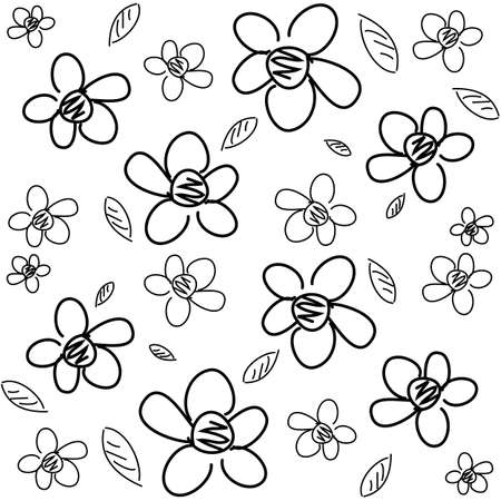 Black and white flower pattern backgroundのイラスト素材