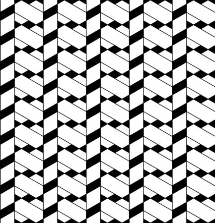 Black and white geometric seamless pattern with line, rhombus, trapezoid and triangleのイラスト素材