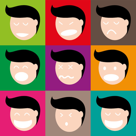 The human face in various emotionsのイラスト素材