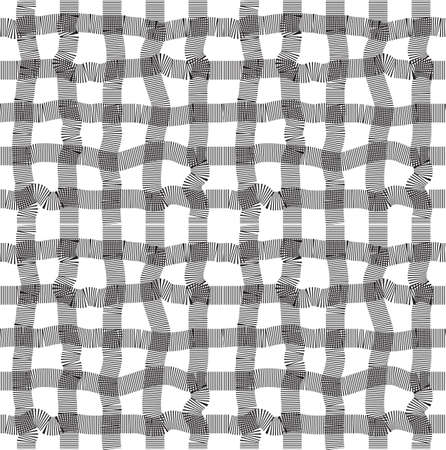 Black and white fabric line seamless pattern, abstract backgroundのイラスト素材