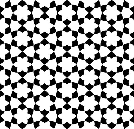 Black and white seamless pattern with flower style, abstract background, vector, illustration.のイラスト素材