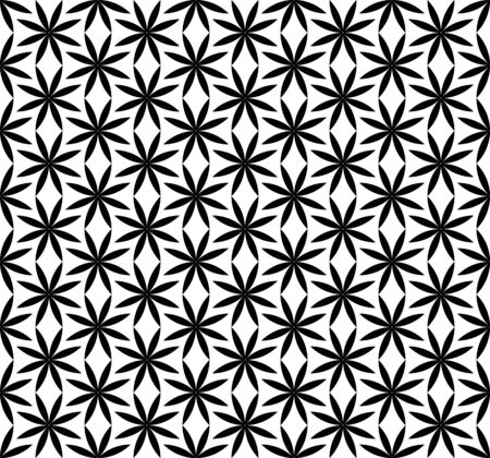 Black and white seamless pattern with flower style, abstract background, vector.のイラスト素材