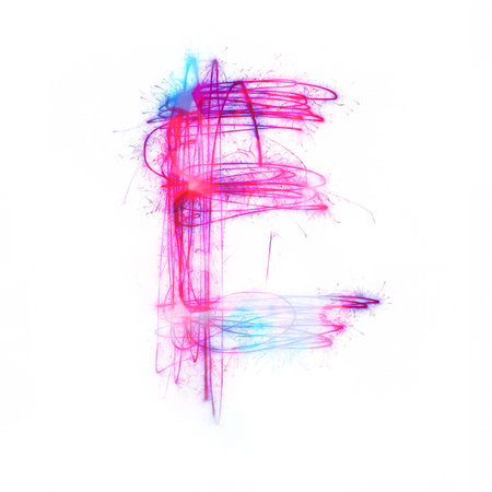 Twinkle light alphabet E with uppercase isolated on white background.の写真素材