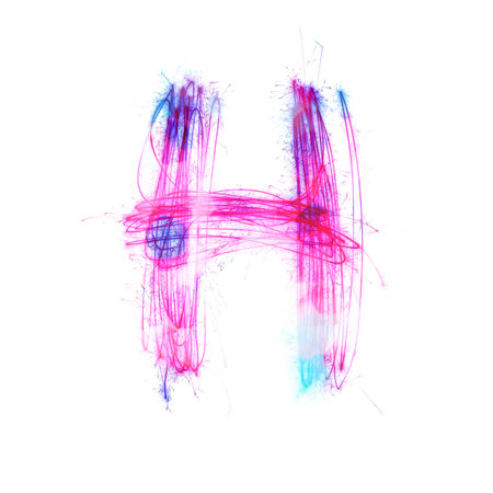 Twinkle light alphabet H with uppercase isolated on white background.の写真素材
