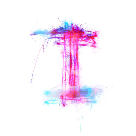 Twinkle light alphabet I with uppercase isolated on white background.の写真素材