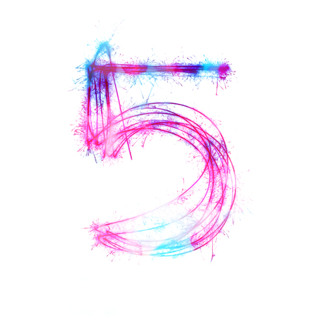 Twinkle light alphabet number 5 isolated on white background.の写真素材