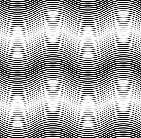 Black and white seamless pattern wave line styleのイラスト素材