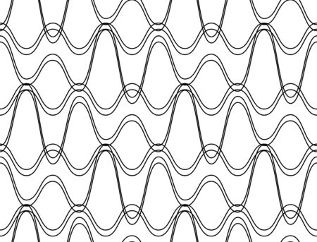 Black and white seamless pattern wave line style, abstract background, vector, illustration.のイラスト素材