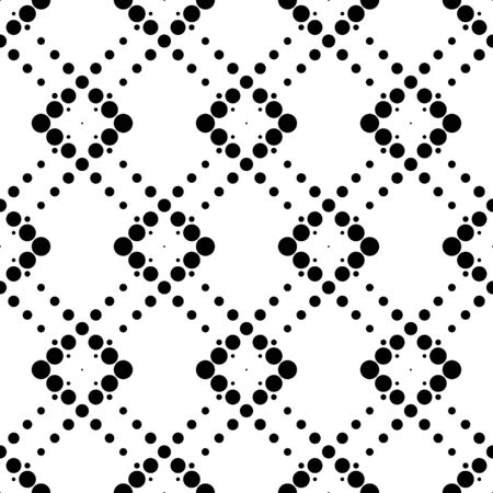 Black and white geometric seamless pattern with circle, abstract background, vector, illustration.のイラスト素材