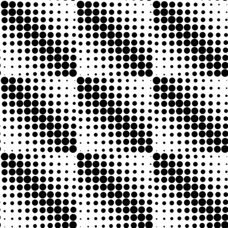 Black and white geometric seamless pattern with circle, abstract background, vector, illustration.のイラスト素材
