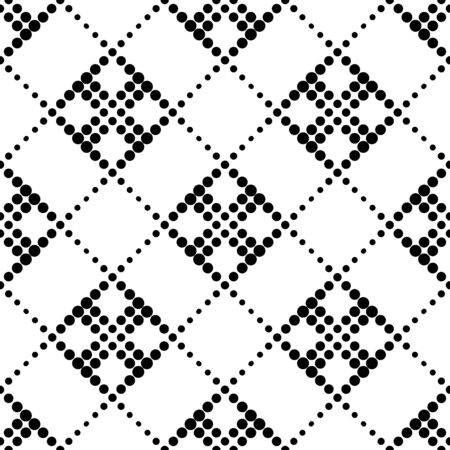 Black and white geometric seamless pattern with circle, abstract background, vector, illustration.のイラスト素材
