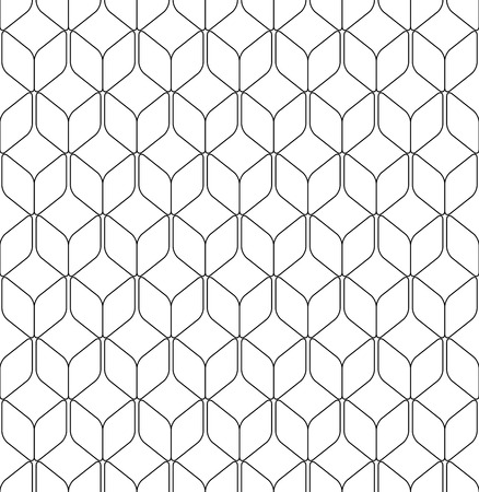 Black and white geometric seamless pattern with round corner diamond, abstract background, vector, illustration.のイラスト素材