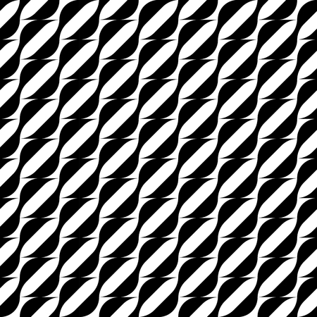 Black and white geometric seamless pattern with wavy stripe line, abstract background, vector, illustration.のイラスト素材