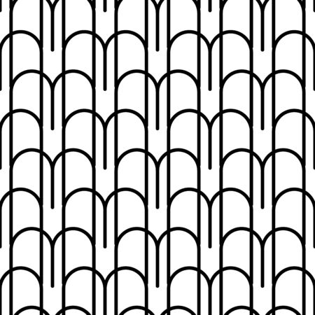 Black and white geometric seamless pattern with wavy line, abstract background, vector, illustration.のイラスト素材