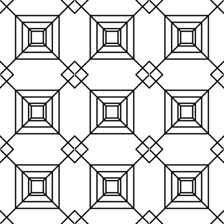 Black and white geometric seamless pattern with line, abstract background, vector, illustration.のイラスト素材