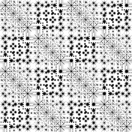 Black and white geometric seamless pattern with point of the star, abstract background, vector, illustration.のイラスト素材