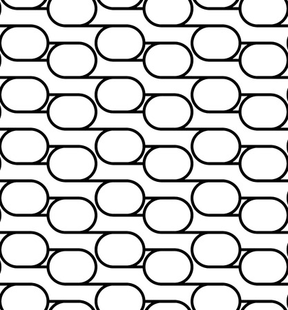 Black and white geometric seamless pattern with line and oval, abstract background, vector, illustration.のイラスト素材