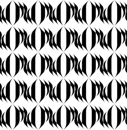 Black and white geometric seamless pattern with wavy stripe, abstract background, vector, illustration.のイラスト素材