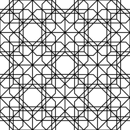 Black and white geometric seamless pattern with line, abstract background, vector, illustration.のイラスト素材