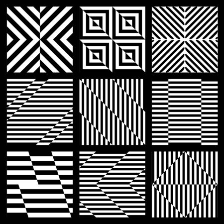 Set of black and white geometric seamless pattern with stripe. Abstract background, vector, illustration.のイラスト素材