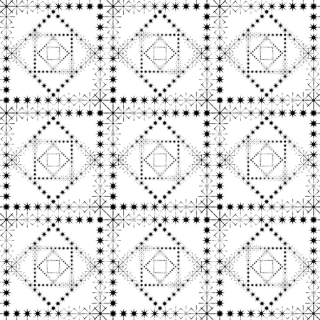 Black and white geometric seamless pattern with point of the star, abstract background, vector, illustration.のイラスト素材