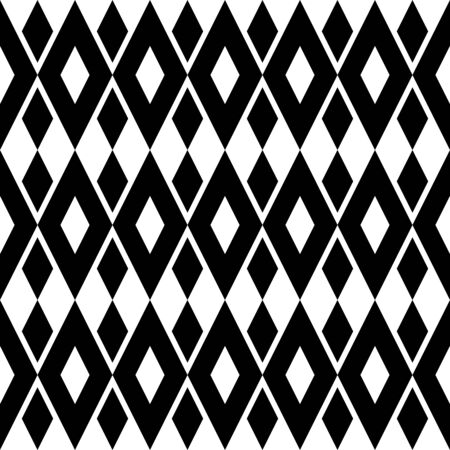 Black and white geometric seamless pattern with diamond. Abstract background. Vector seamless pattern.のイラスト素材