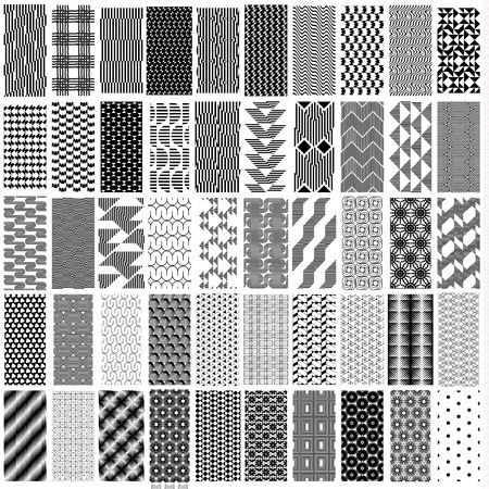 50 black and white geometric seamless pattern set. Abstract background. Vector seamless pattern.のイラスト素材
