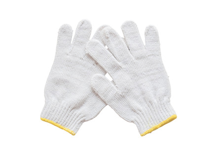 White cotton gloves isolated on white background.の写真素材