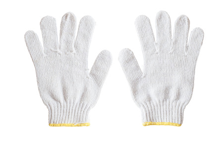 White cotton gloves isolated on white background.の写真素材