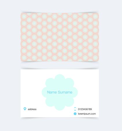 Business card template with simple pattern background. Vector illustration.のイラスト素材