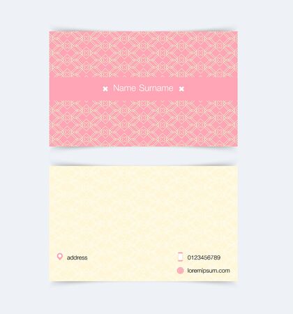 Business card template with simple pattern background. Vector illustration.のイラスト素材