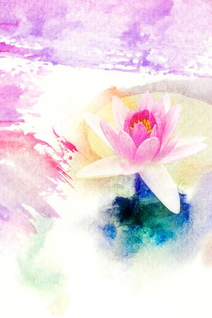 Abstract watercolor illustration of blossom flower. Watercolor painting on paper. Floral watercolor illustration.の写真素材