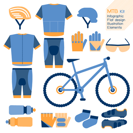 Mountain bike kit  infographic flat design element. Vector illustration.のイラスト素材