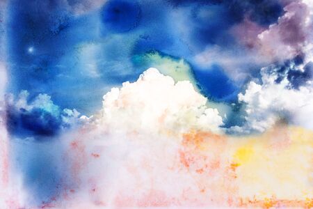 Abstract watercolor illustration of cloud. Watercolor painting on paper. Watercolor illustration of sky. Abstract background.の写真素材