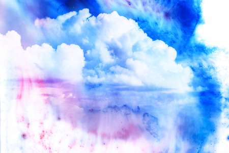 Abstract watercolor illustration of cloud. Watercolor painting on paper. Watercolor illustration of sky. Abstract background.の写真素材