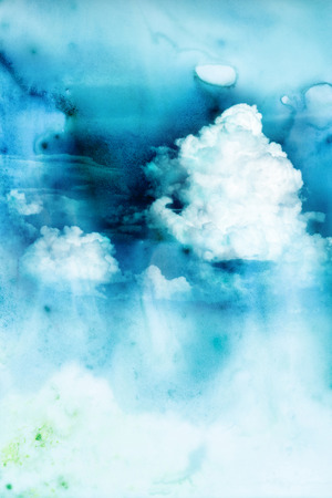 Abstract watercolor illustration of raincloud. Watercolor illustration of sky. Abstract background.の写真素材