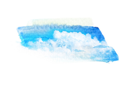 Watercolor illustration of sky with cloud. Artistic natural painting abstract background.の写真素材