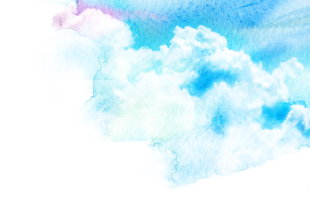 Watercolor illustration of sky with cloud. Artistic natural painting abstract background.の写真素材