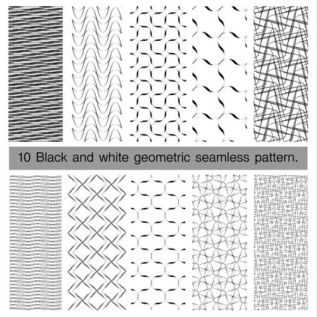 Collection of black and white geometric seamless pattern. Abstract background. Vector seamless pattern.のイラスト素材