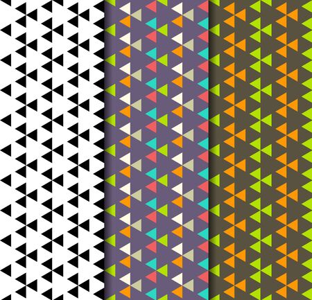 Geometric seamless pattern with triangle. Repeating abstract vector background with monochrome and color style.のイラスト素材