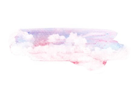 Watercolor illustration of sky with cloud. Artistic natural painting abstract background.の写真素材