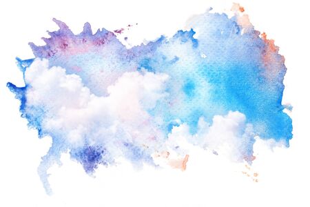 Watercolor illustration of sky with cloud. Artistic natural painting abstract background.の写真素材