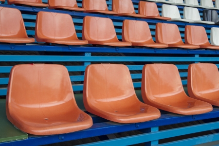 Orange Chair in soccer stadiumの写真素材