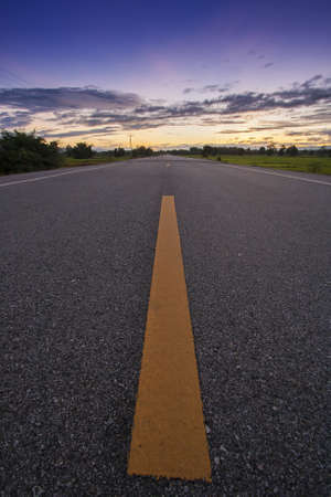 Road ahead and the sunset の写真素材