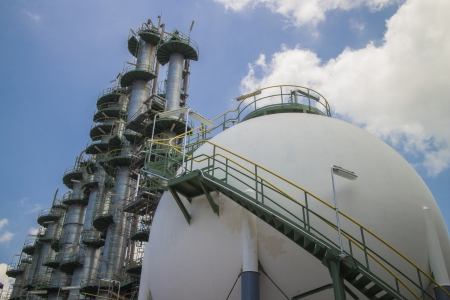 spheres tank and blue sky in petrochemical plant 