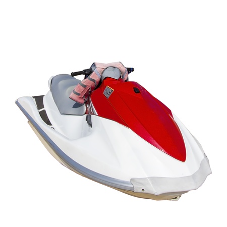 Red and white jet ski isolatedの写真素材