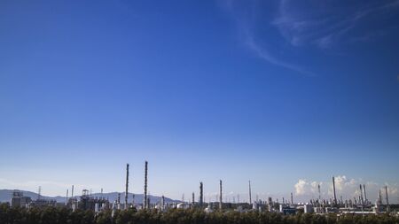 Landscape of petrochemical plant and blue skyの写真素材