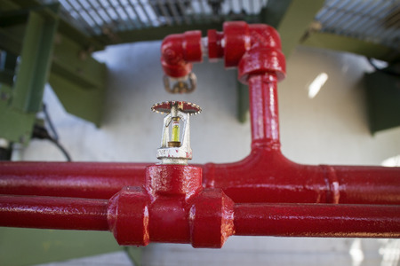 Fire sprinkler in petrochemical plant.の写真素材