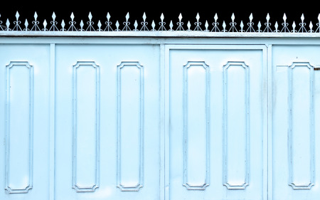 Close up blue metal or iron gate .の写真素材